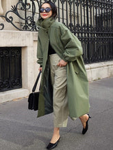 Solid Color Loose Elastic Waist Long Outwear