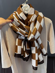 Simple Contrast Color Plaid Printed Scarf
