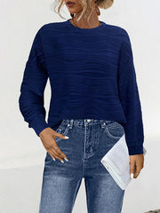 Solid Color Long Sleeves Loose Round-Neck T-Shirts