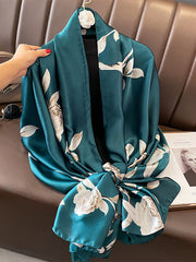 Contrast Color Floral Printed Sun-Protection Shawl&Scarf