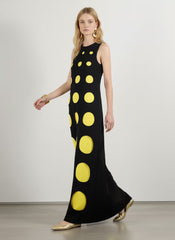 Loose Sleeveless Contrast Color Polka-Dot Split-Joint Round-Neck Maxi Dresses
