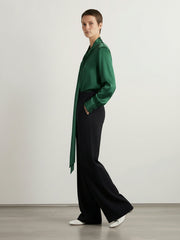 Solid Color Streamer Long Sleeves Loose V-Neck Blouses&Shirts Tops