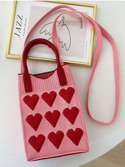 Heart Print Split-Joint Handbags Crossbody Bags Bags