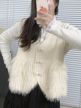 Buttoned Solid Color Split-Joint Loose Sleeveless V-Neck Vest Outerwear