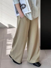 Pleated Split-Joint High Waisted Loose Trousers Suit Pants
