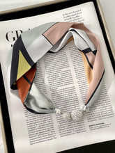 Color-Block Printed Rhinestone Scarf