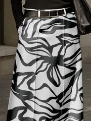 Printed Split-Joint High Waisted Loose Skirts