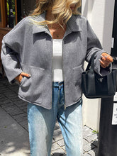 Pockets Solid Color Zipper Long Sleeves Lapel Outerwear Coats&Jackets