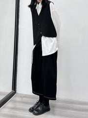 Elasticity Pleated Split-Joint Harem Pants High Waisted Ninth Pants