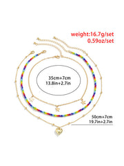 Original Contrast Color Beads Geometric Necklace