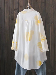 Polka Dot Printed Long Sleeves Loose Lapel Shirts Tops