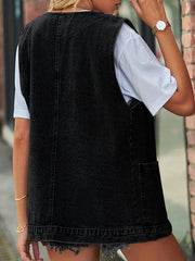 Split-Joint Loose Sleeveless V-Neck Vest Top