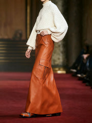 Column Pockets Solid Color Skirts Bottoms