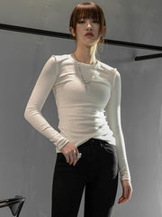 Simple Solid Color Round-Neck Long Sleeves T-Shirt