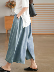 Artistic Retro Loose Wide Legs Elasticity Jean Pants