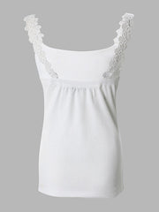 Elasticity Hollow Solid Color Skinny Sleeveless Spaghetti-Neck Vest Top