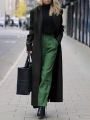 Long Sleeves Solid Color Notched Collar Blazer Coats