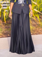 Pleated Solid Color High Waisted Loose Skirts Bottoms