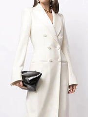 Long Sleeves Solid Color Notched Collar Blazer Outerwear