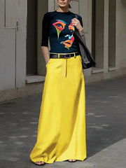 Simple High Waisted Solid Color Skirts Bottoms