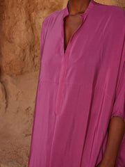 Solid Color V-Cut Batwing Sleeves Loose Maxi Dresses