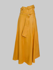 A-Line High Waisted Belted Pockets Solid Color Zipper Skirts Bottoms