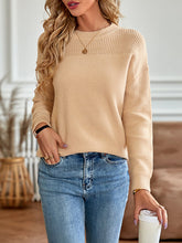 Solid Color Long Sleeves Loose Round-Neck Sweater Tops Pullovers