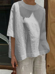 Solid Color Half Sleeves Loose Round-Neck T-Shirts Tops