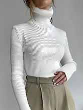 Long Sleeves Skinny Solid Color High Neck Pullovers Sweater Sweater Tops
