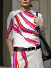 Split-Joint Striped Half Sleeves T-Shirts Tops
