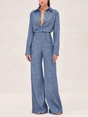 Long Sleeves Solid Color Split-Joint Lapel Blouses&Shirts Tops