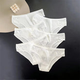 5Pcs/Lot Plus Size White Underwear Simple Sports Underpant Solid Panty
