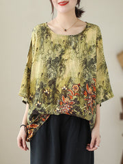 Printed Loose Short Sleeves Round-Neck T-Shirts Tops