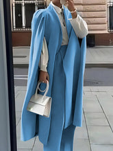 Pleated Solid Color Split-Joint Loose Outerwear Cape
