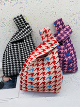 Contrast Color Houndstooth Cute Woven Handbag Bags