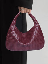 Geometric Solid Color Split-Joint Woven Zipper Handbags Bags