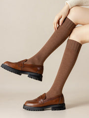 Casual Breathable Solid Color Mid-Calf Socks