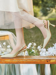 Chains Pointed-Toe Split-Joint Sling Shoes Sandals