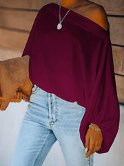 Simple Loose 3 Colors Solid Color Puff Sleeves T-Shirt