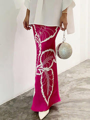 Loose Wrap Contrast Color Flower Print V-Neck Blouses&Shirts Tops&Skirts Suits