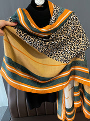 Vintage Ramie Cotton Leopard Printed Scarf