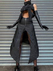 Hollow Solid Color Zipper Loose Sleeveless Stand Collar Padded Vest