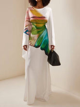 Floral Printed Long Sleeves Loose Round-neck Maxi Dresses