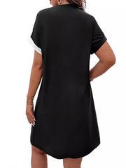 Flower Print High Waisted Loose Round-neck Mini Dresses