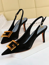 Belt Buckle Pointed-Toe Sling Shoes Pumps