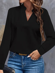 Solid Color Long Sleeves Loose Stand Collar Blouses&Shirts Tops