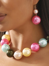 Contrast Color Geometric Necklaces Accessories + Drop Earrings