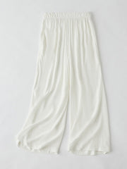 Elasticity Solid Color Loose Wide Leg Casual Pants Bottoms
