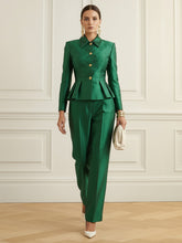 Solid Color Column Skinny Pants Blazer