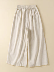 Simple Loose Wide Leg Elasticity Solid Color Casual Pants Bottoms